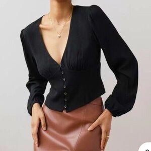 Aritzia Wilfred Prairie Blouse in Pure Indigo